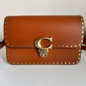 Coach Studio Cross Body Bag With Rivets Brass/Canyon NWOT